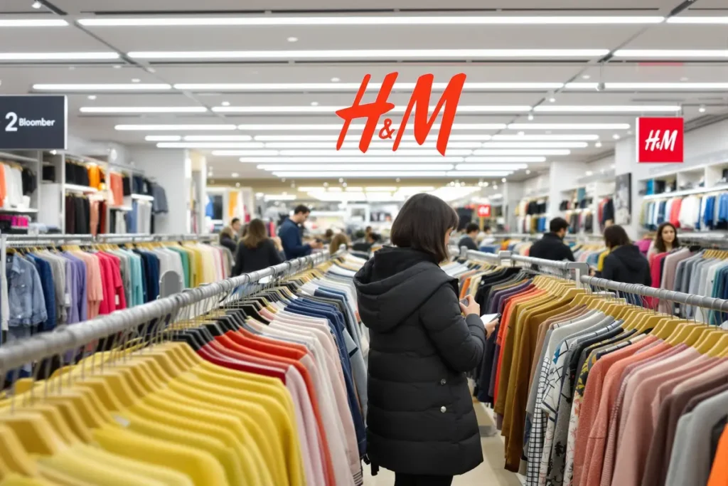 Intérieur d'une boutique de mode avec des rayons de vêtements bien organisés, illustrant les résultats trimestriels de H&M