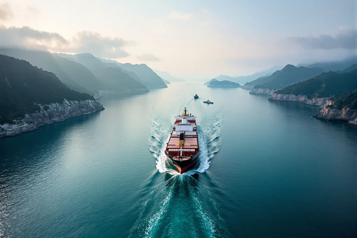 Navire pétrolier traversant le détroit d'Ormuz