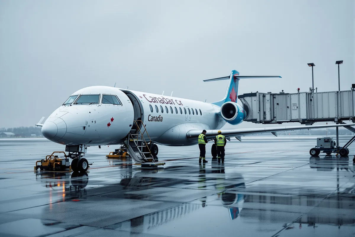 Avion régional cloué au sol sur un tarmac européen — illustration fermeture Lufthansa CityLine