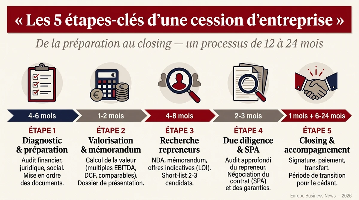 Les 5 étapes-clés d'une cession d'entreprise