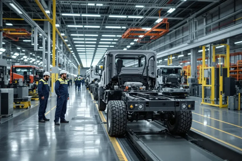 Chaîne d'assemblage d'une usine de camions Scania en France