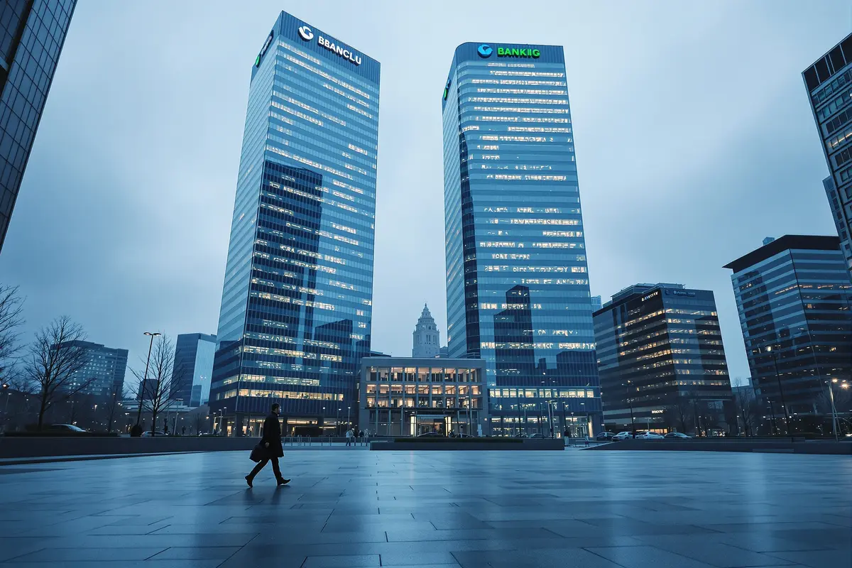 Tours de banques dans un quartier financier européen