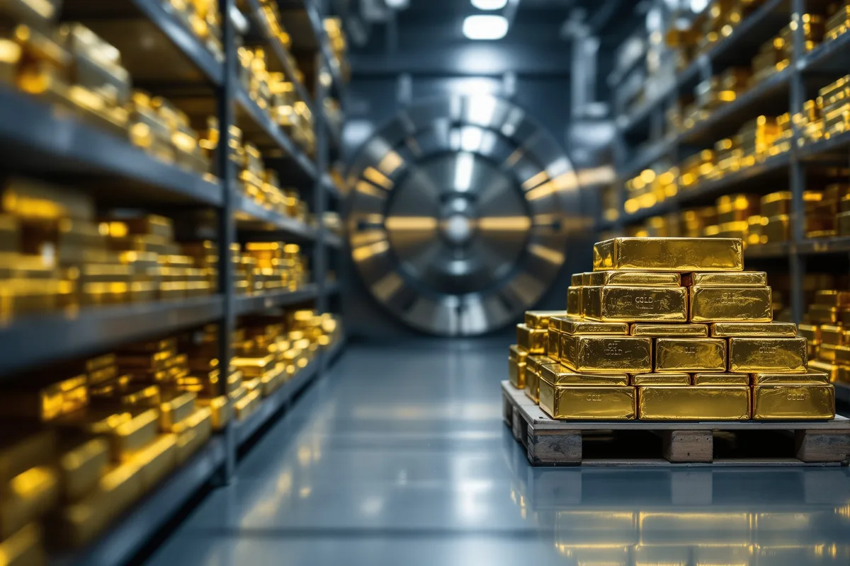 Réserves d'or des banques centrales dans une chambre forte