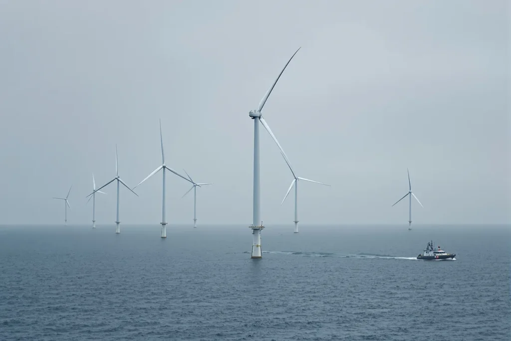 Parc d'éoliennes en mer au large des côtes françaises