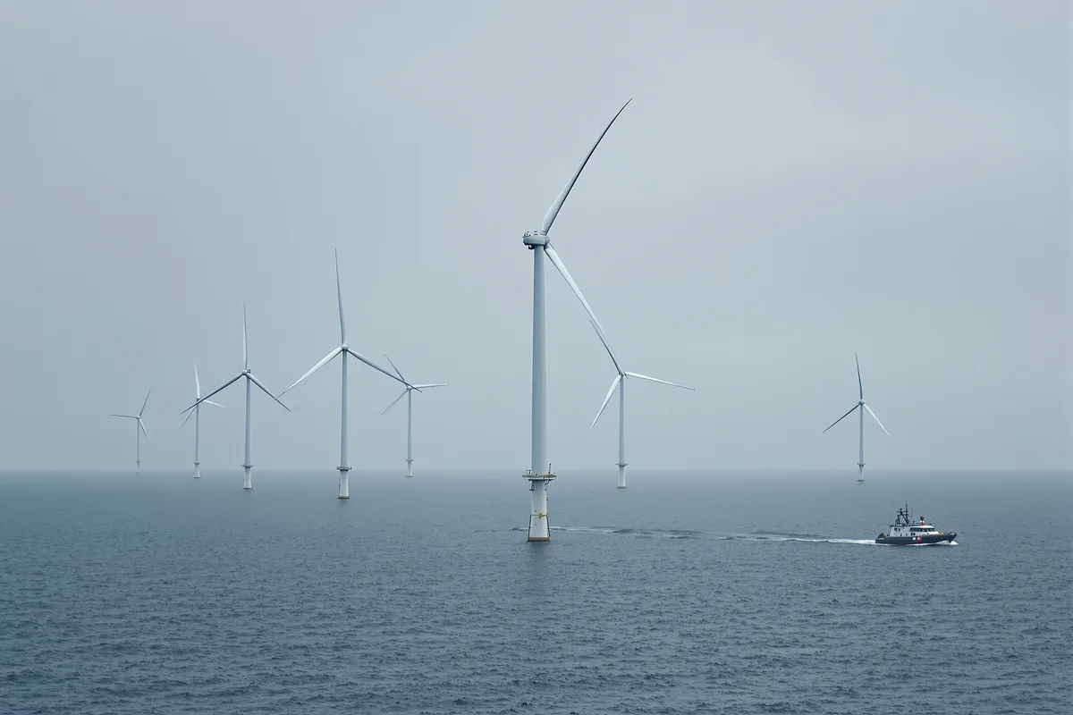 Parc d'éoliennes en mer au large des côtes françaises