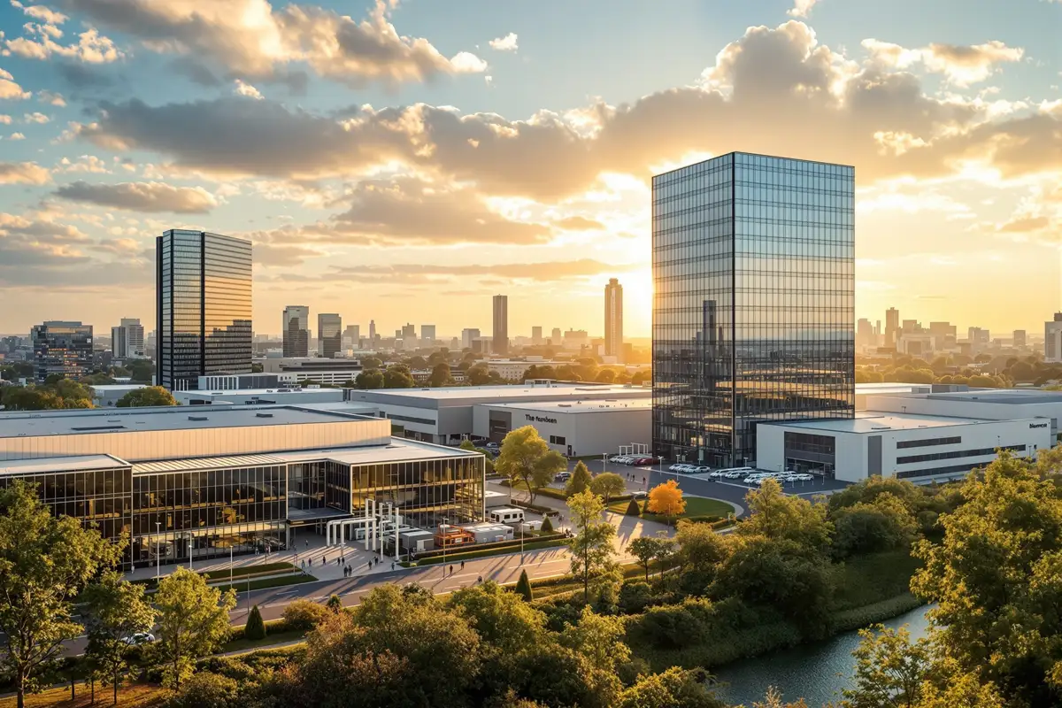 Quartier d'affaires et industriel europeen, activite economique zone euro