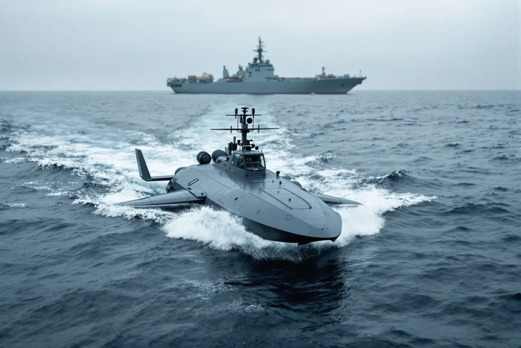 Drone naval autonome de surface Safran Exail en mer