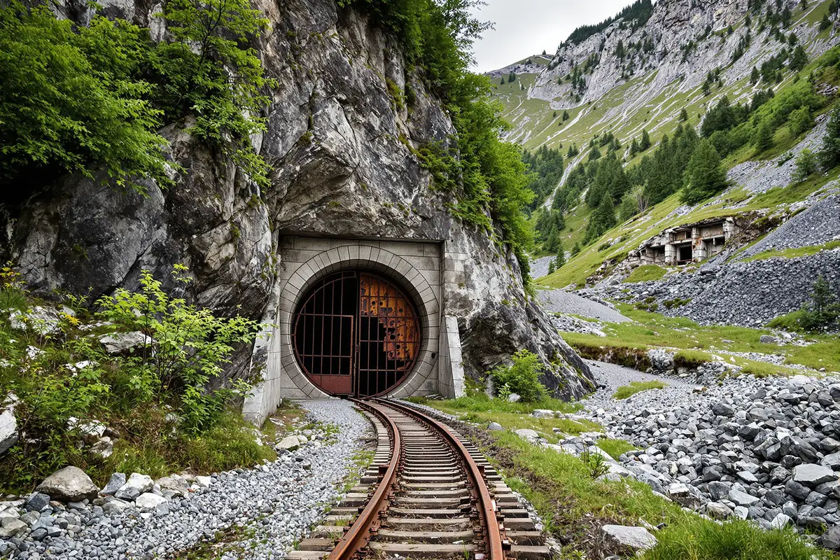 Entrée de mine désaffectée dans une vallée des Pyrénées