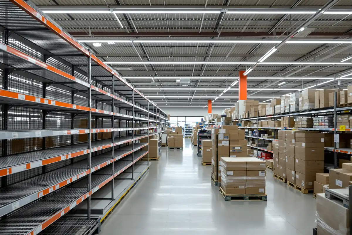Rayons d'un supermarché en cours de réaménagement