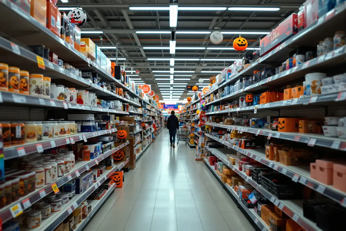Allée d'un magasin de décoration à petits prix