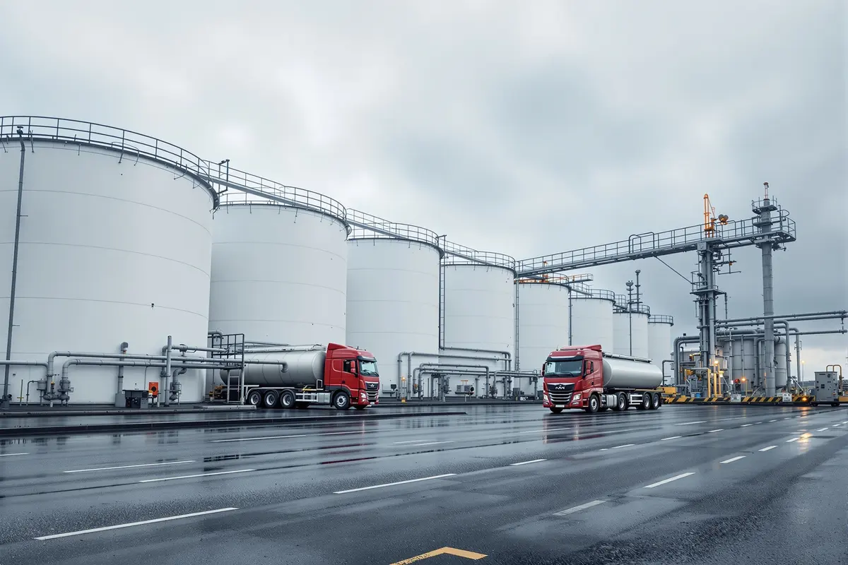 Cuves de stockage de carburant dans un dépôt pétrolier